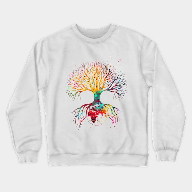 Earth Globe with tree Crewneck Sweatshirt by erzebeth